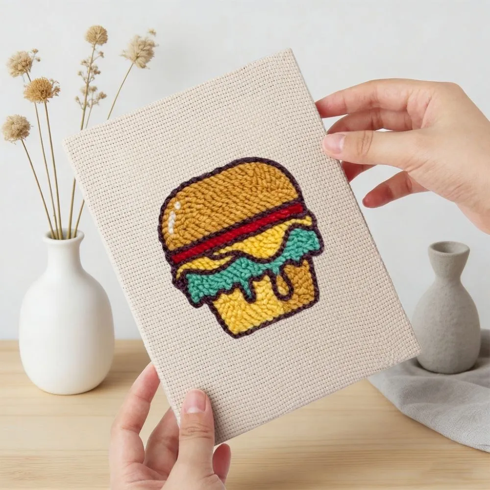 Figured'Art Fastfood Plezier punch needle set 4 stuks 15x20cm