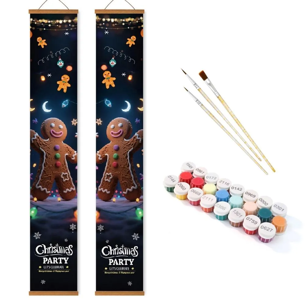 Figured'Art Gingerbread Plezier deur banner schilderen op nummer 2x 20x120cm
