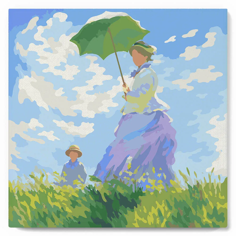 Figured'Art De Wandeling Monet mini schilderen op nummer 20x20cm