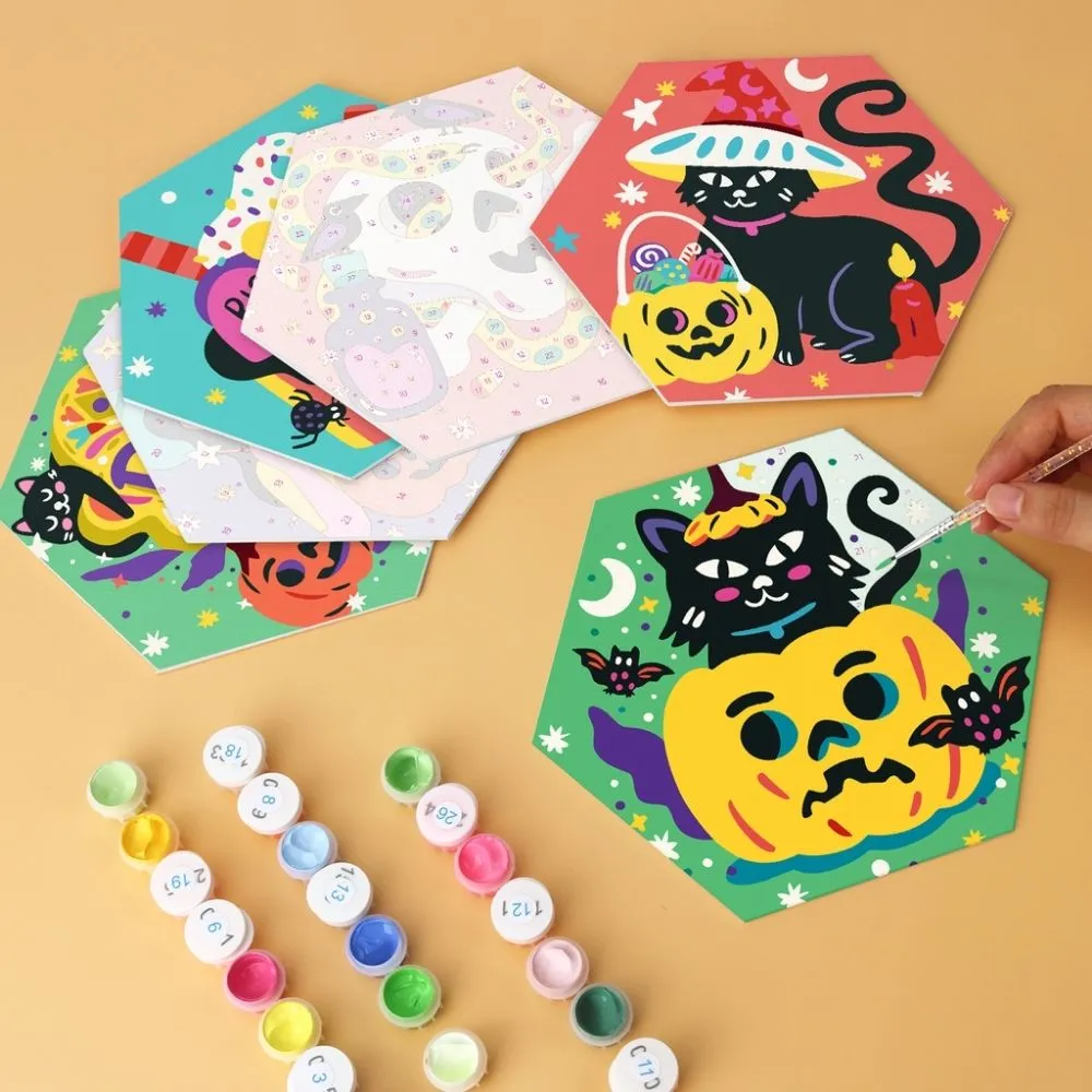Figured'Art Heksenkat mini schilderen op nummer 6 stuks