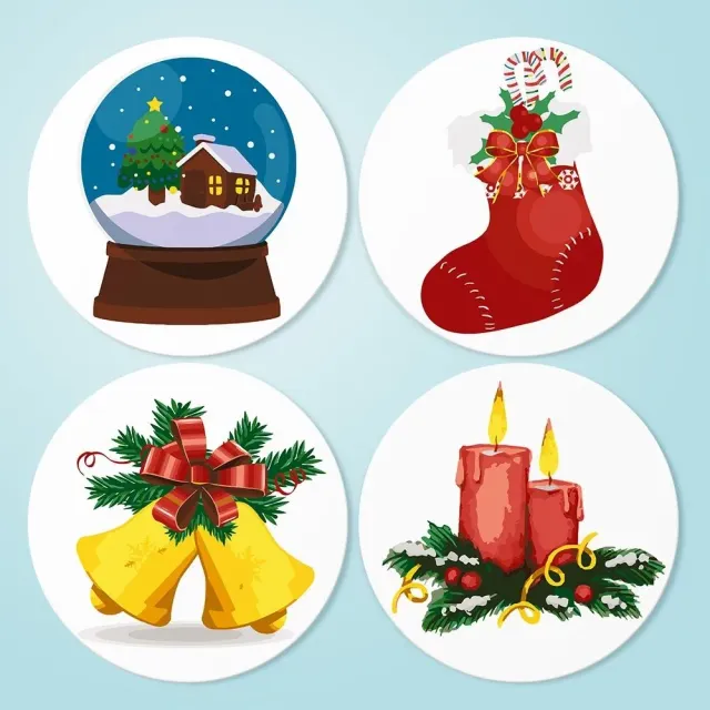 Figured'Art Klassiek Kerstplezier placemats schilderen 20cm 4 stuks