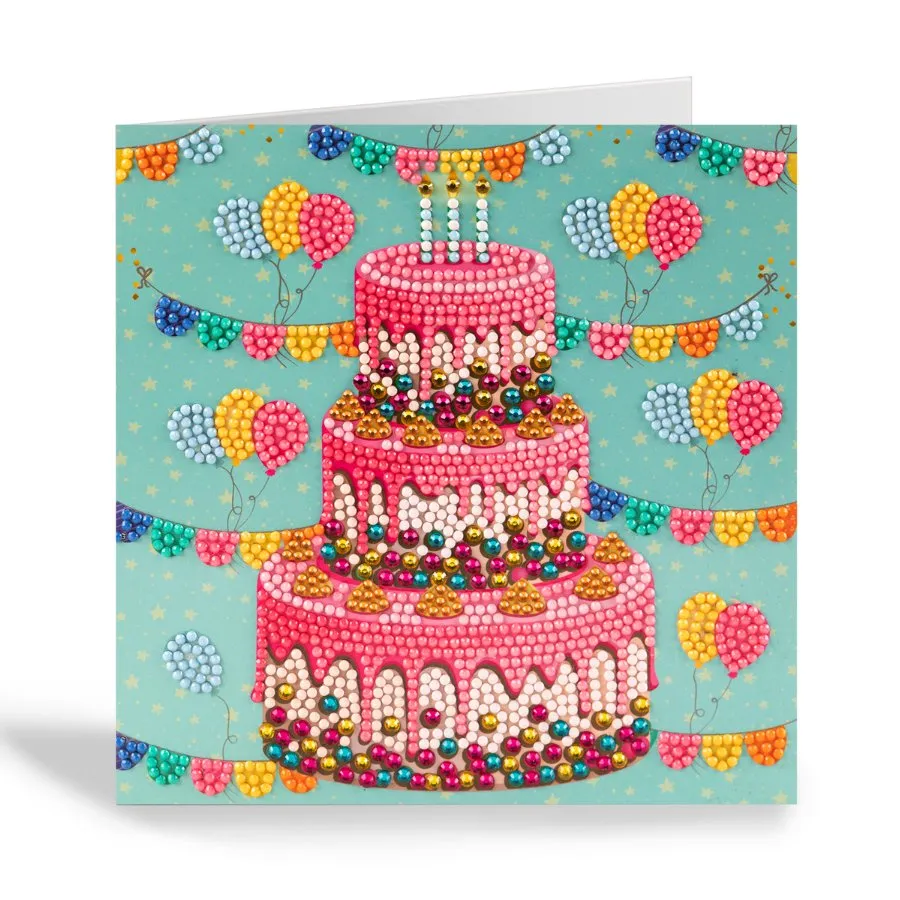 Craft Buddy Happy Birthday crystal art kaart 18x18cm taart