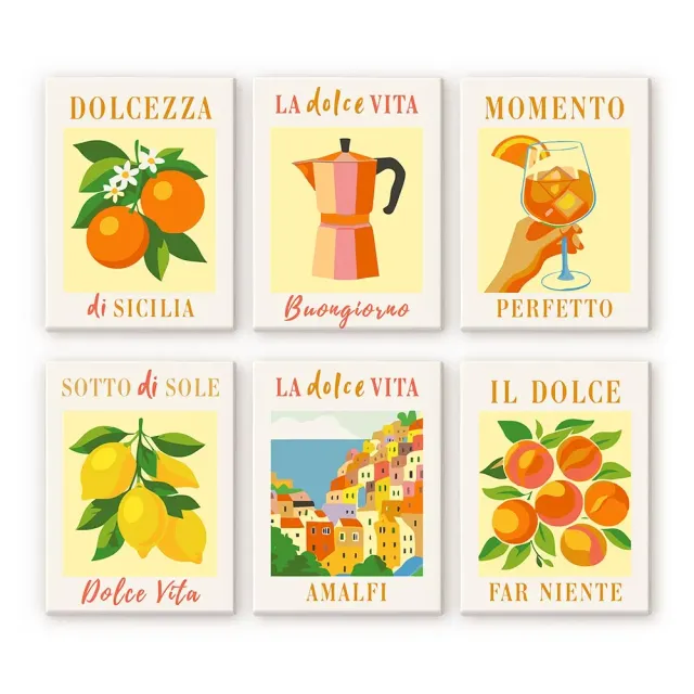 Figured'Art Zon van Italië mini schilderen op nummer 15x20cm 6 stuks