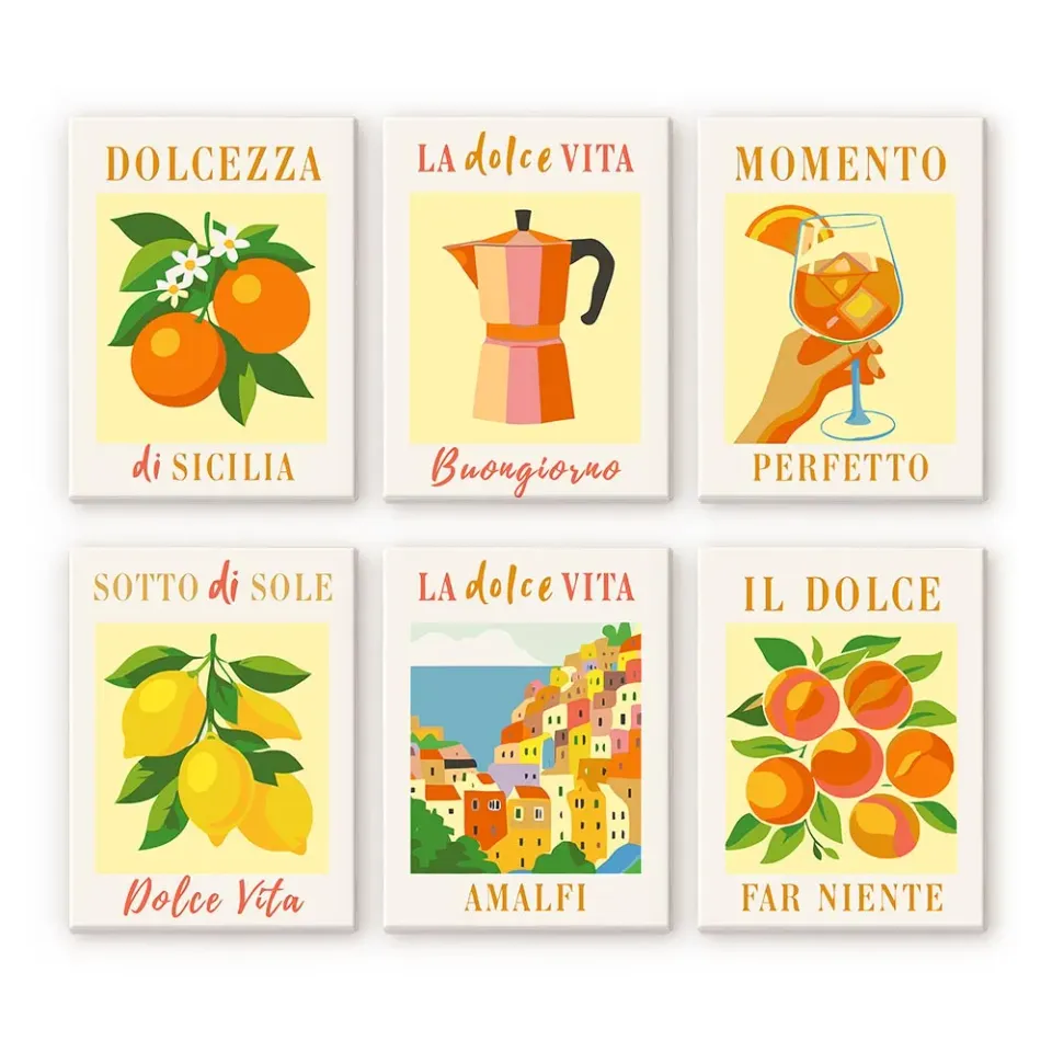 Figured'Art Zon van Italië mini schilderen op nummer 15x20cm 6 stuks