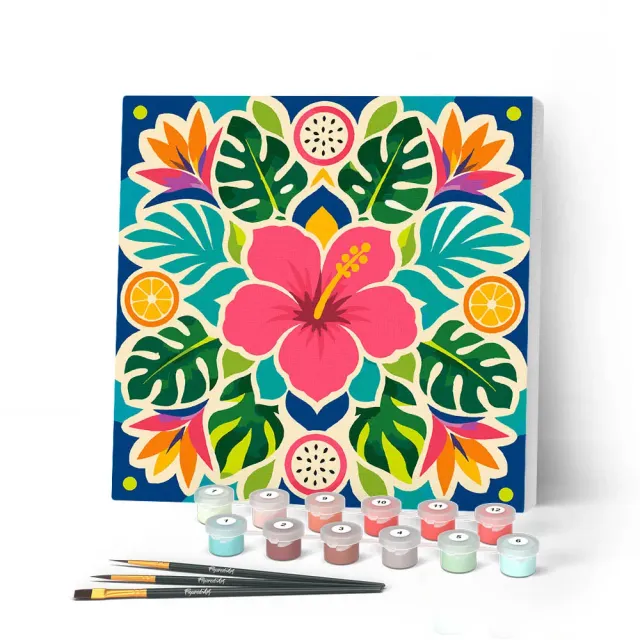 Figured'Art Hibiscusmandala mini schilderen op nummer met frame