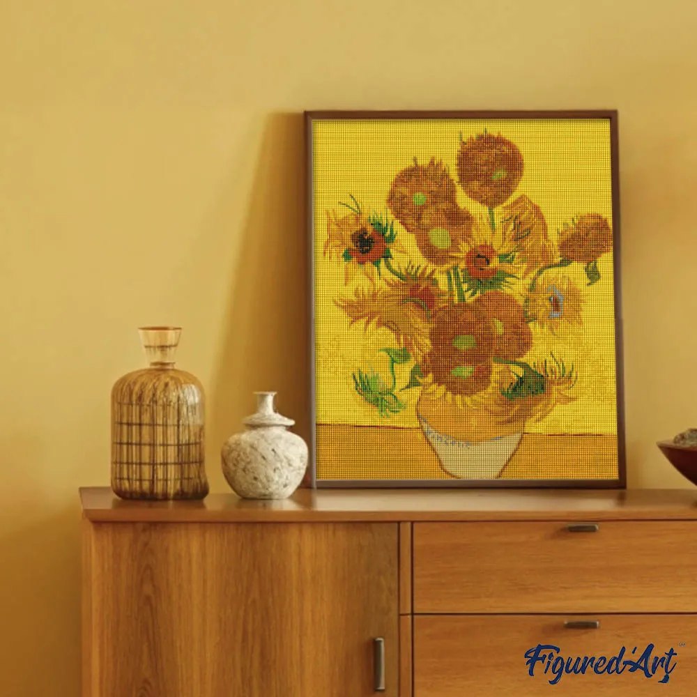 Figured'Art Zonnebloemen Van Gogh diamond painting 40x50cm