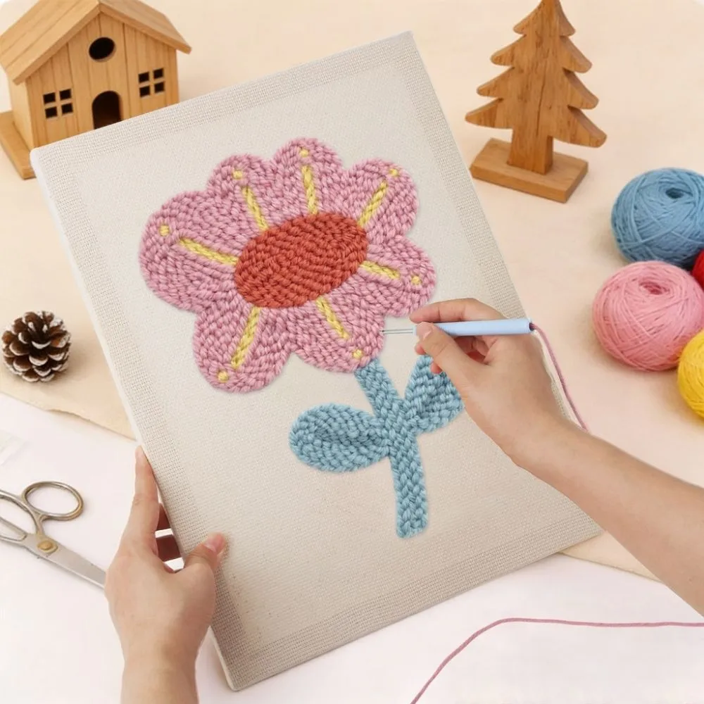Figured'Art Zachte Bloem punch needle pakket met frame bloemen zacht garen