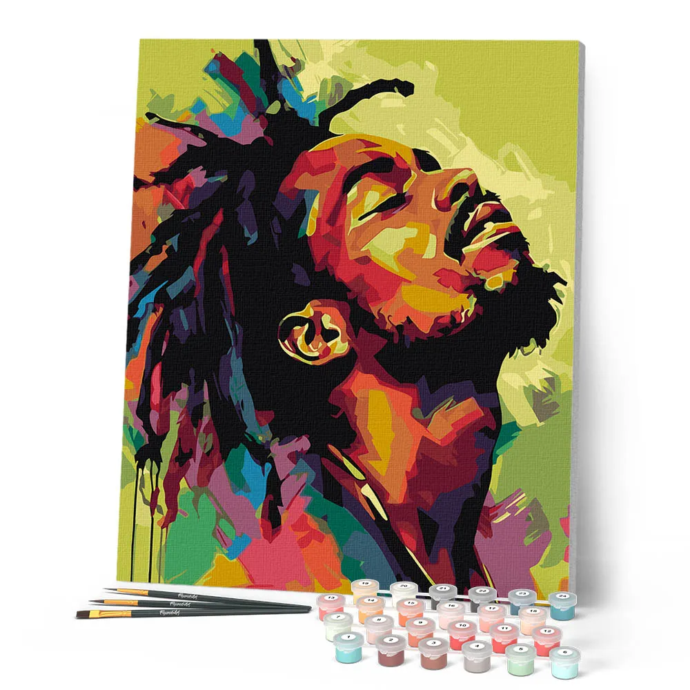 Figured'Art Reggae-man abstract schilderen op nummer 40x50 streetart