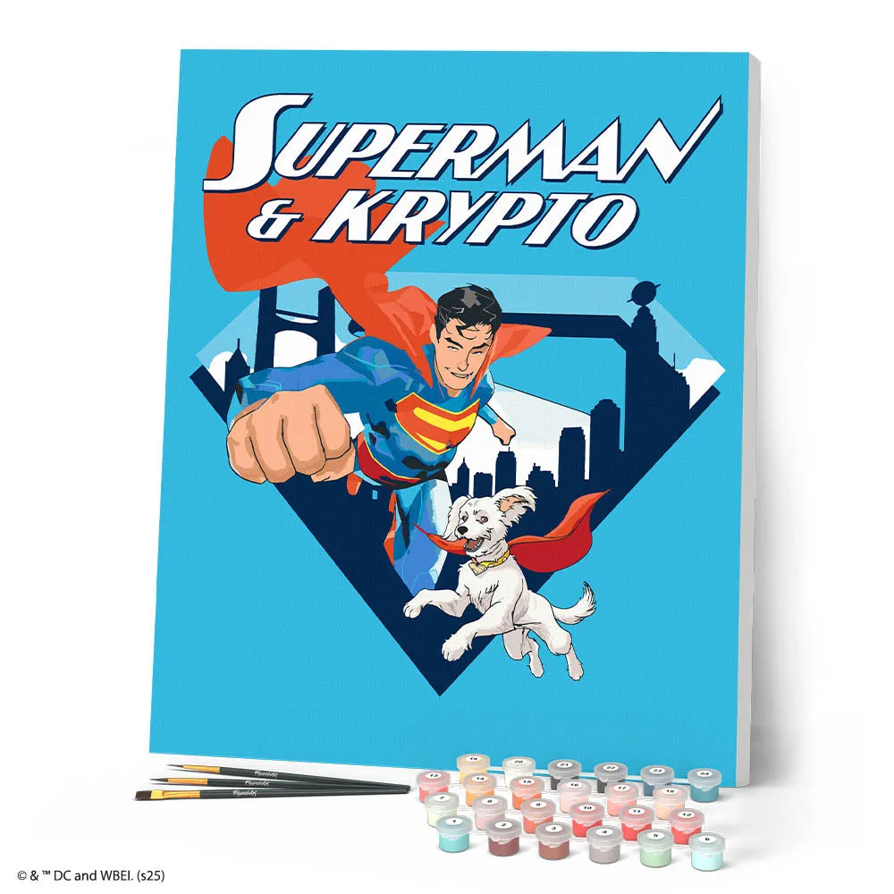 Figured'Art Superman & Krypto Skyline schilderen op nummer 40x50 cm collector