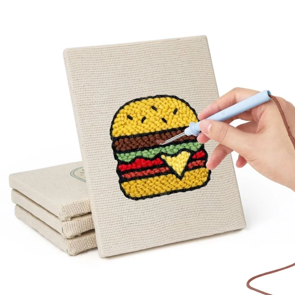 Figured'Art Zoet en Streetfood punch needle set 4 stuks met frame