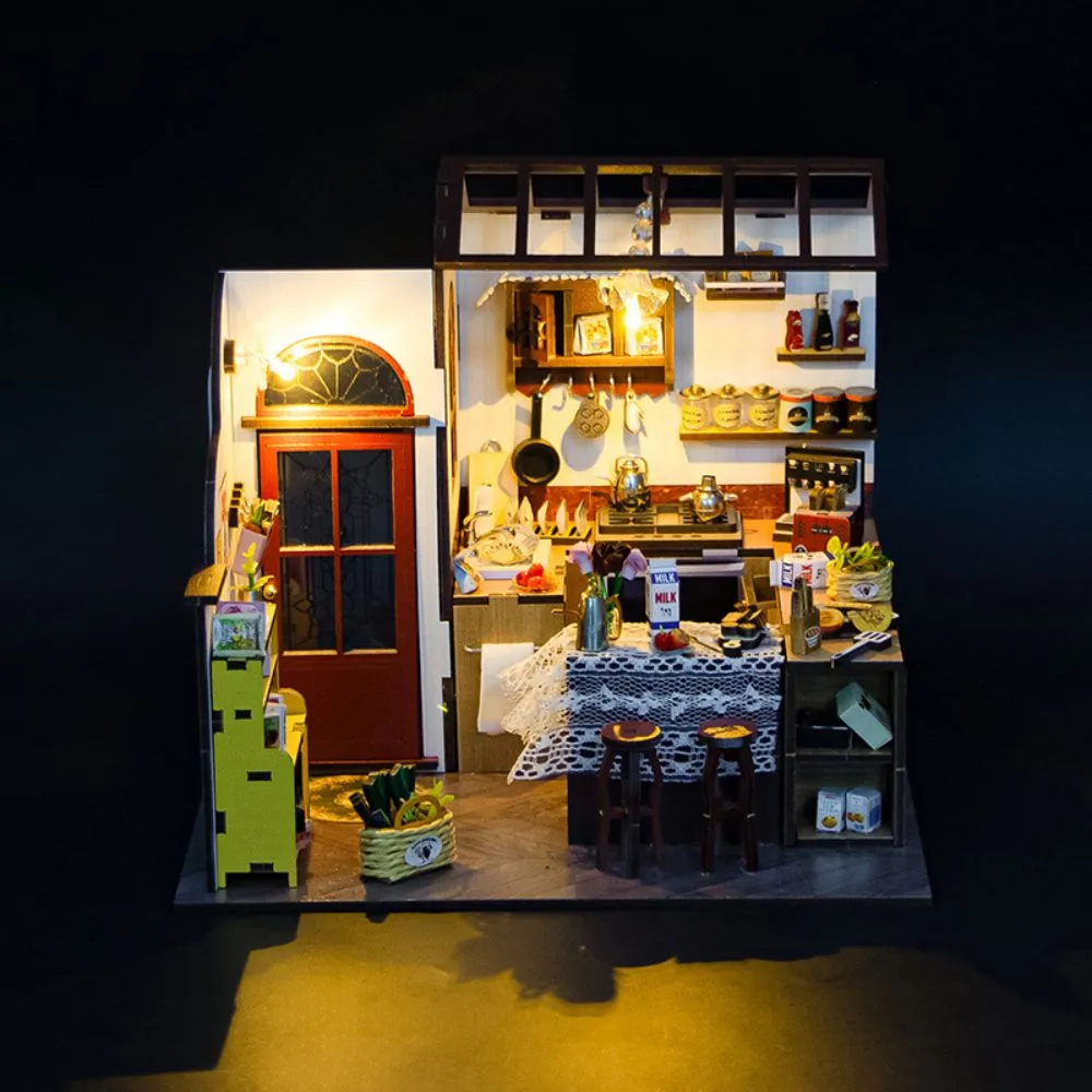 Figured'Art Miniatuurhuisje Peta's Keuken DIY pakket met ledverlichting