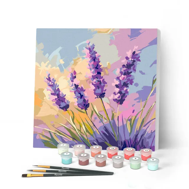 Figured'Art Lavendel mini schilderen op nummer 20x20cm met frame