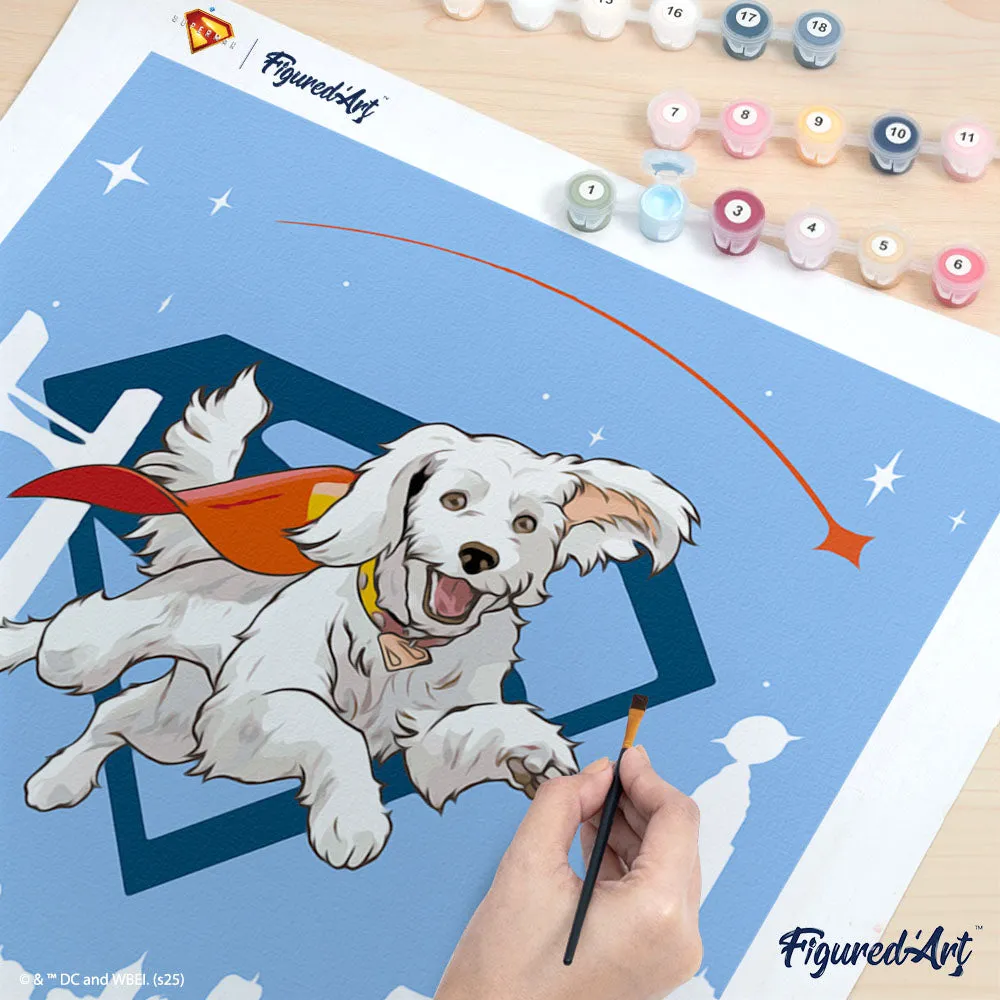 Figured'Art Superman Vliegende Krypto schilderen op nummer 40x50 cm