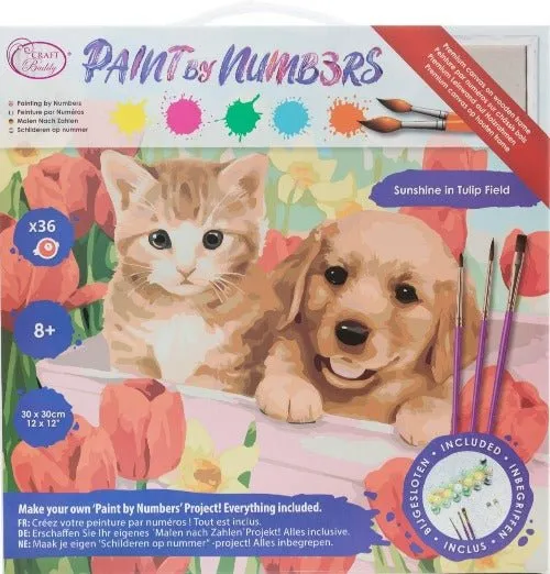 Craft Buddy Paint by Numbers Tulip Field canvas kit 30x30cm