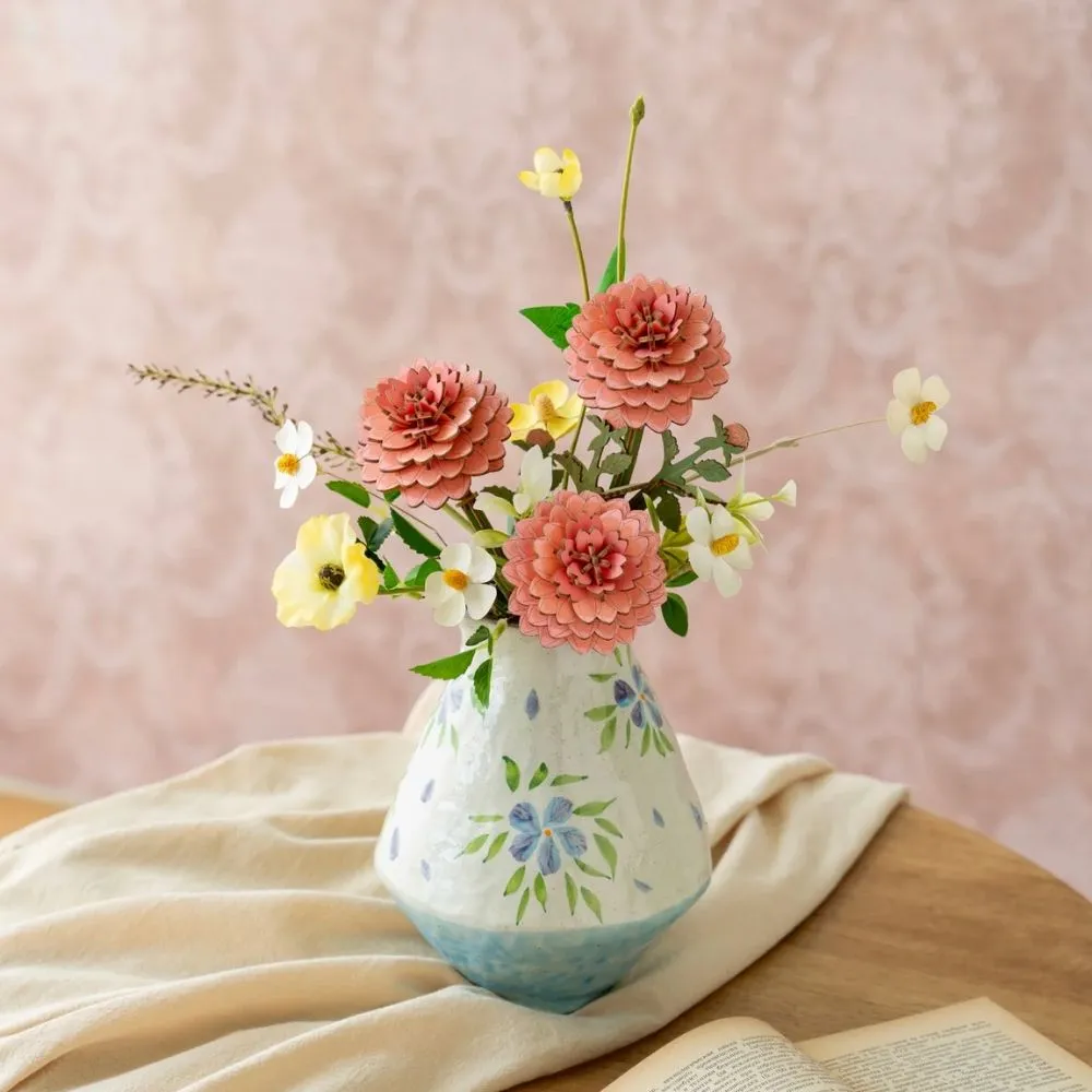 Figured'Art Roze Dahlia 3D Puzzel Hout 93 stukjes decoratie