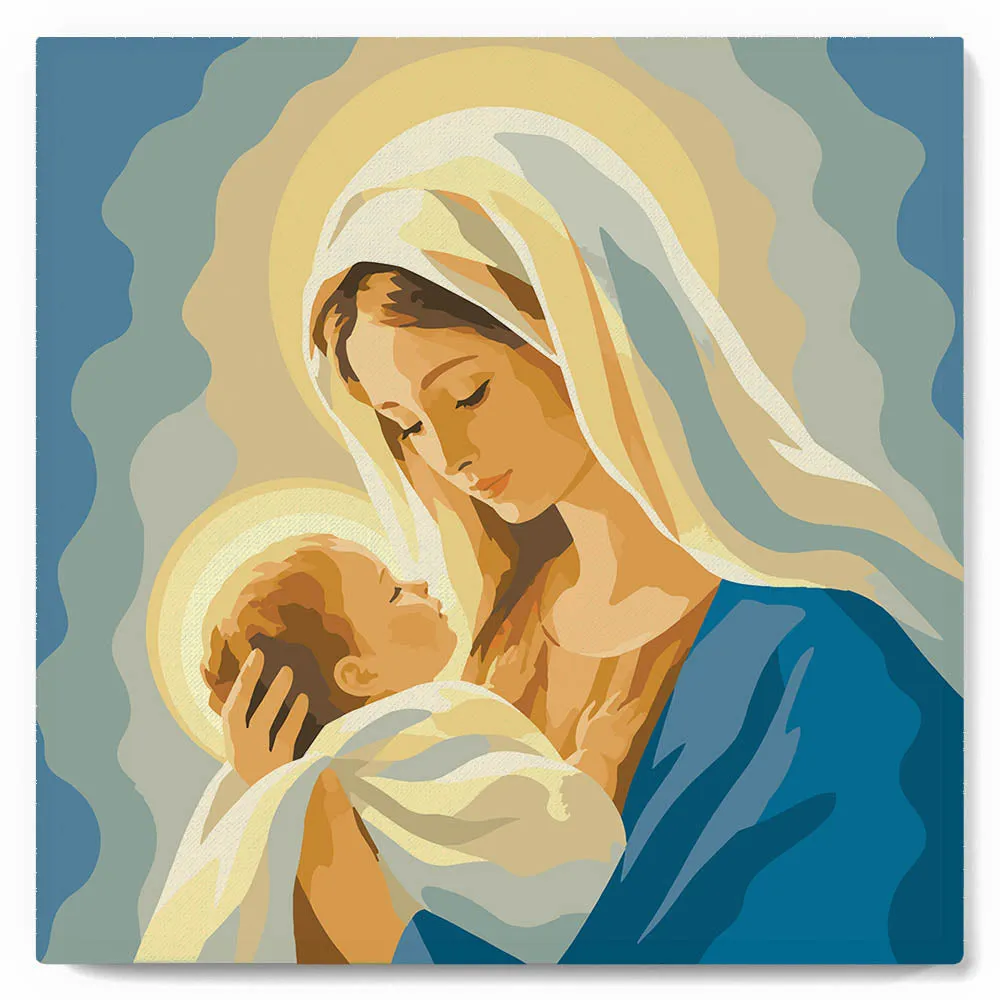 Figured'Art Maria-gebed mini schilderen op nummer 20x20 cm met frame