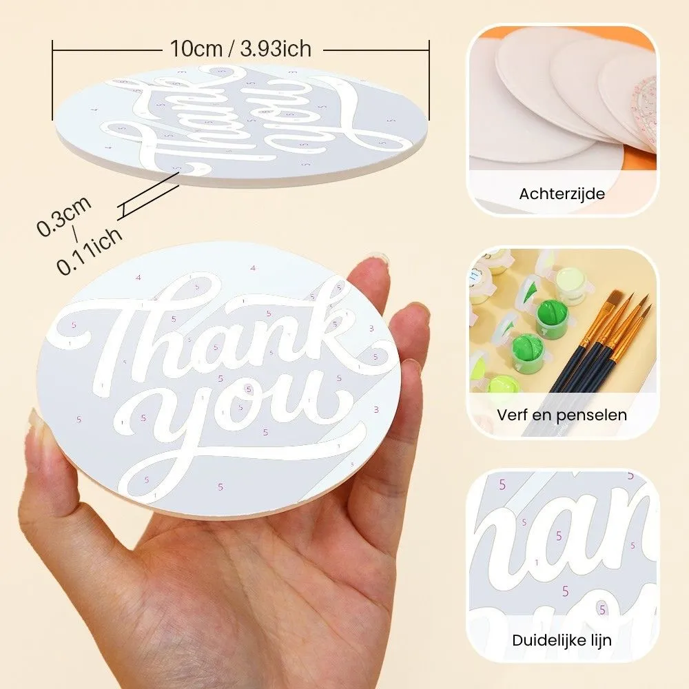 Figured'Art Liefdesboodschappen onderzetters schilderen op nummer 10cm
