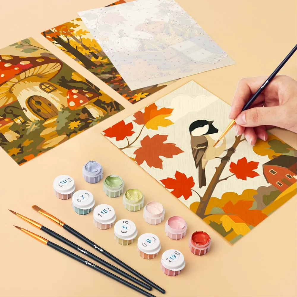 Figured'Art Oogst in het bos mini schilderen op nummer 6 stuks