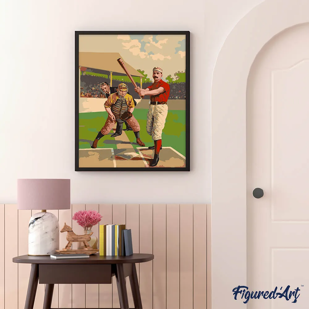 Figured'Art Retro honkbalspelers schilderen op nummer vintage sport
