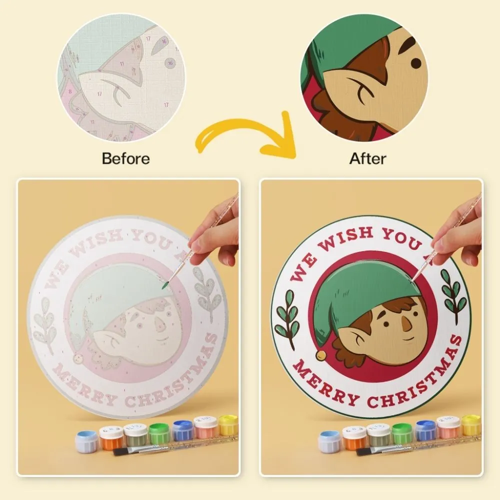Figured'Art Mini Serie Vintage kerstzegels schilderen op nummer 6x Ø20cm rond