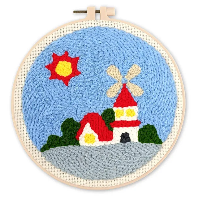 Figured'Art Zonnige windmolen punch needle 20 cm wol