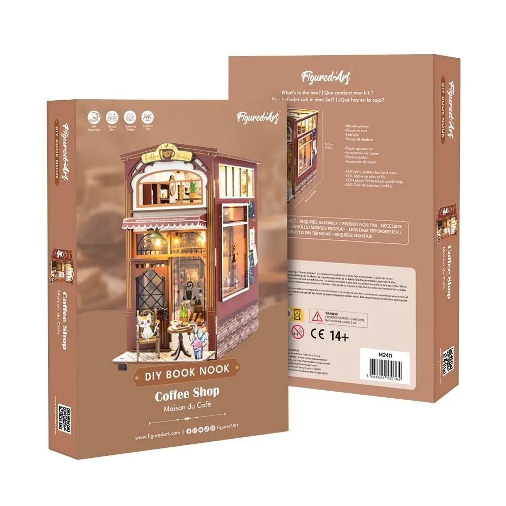 Figured'Art Koffiehuis book nook bouwpakket 24,5x21,5x13 cm