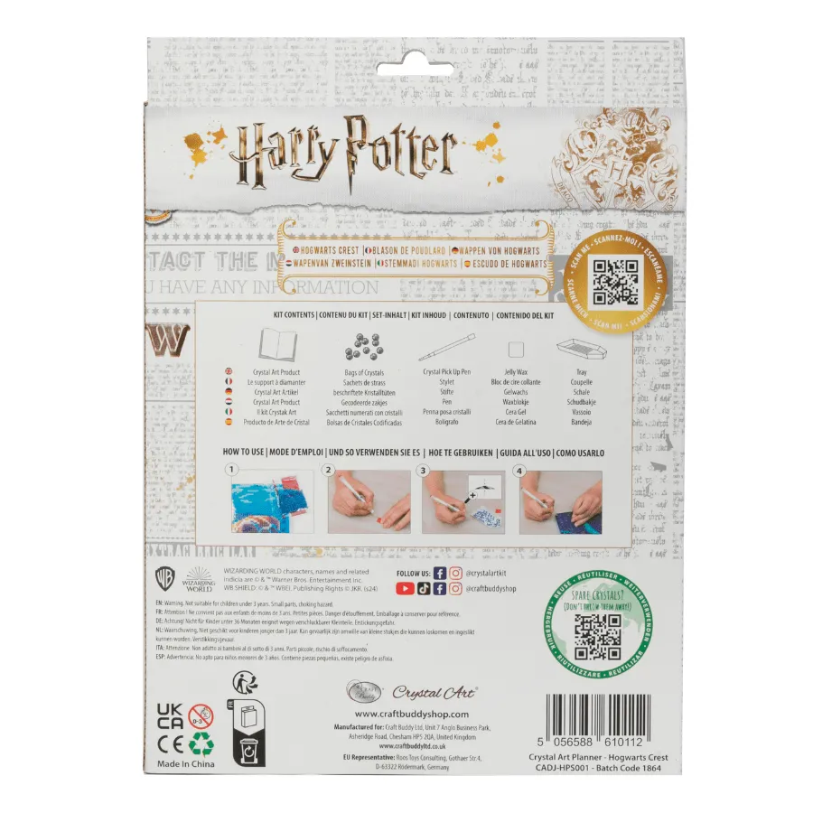 Craft Buddy Crystal Art Hogwarts Crest planner A5