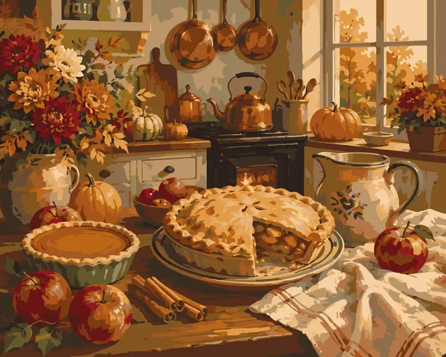 Figured'Art Herfstse Keuken schilderen op nummer 40x50 cm taarten