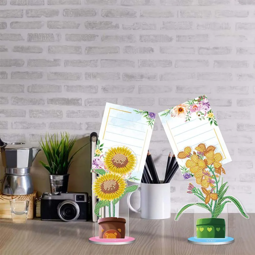 Figured'Art Bloemen diamond painting notitiehouder 2 stuks kunststof