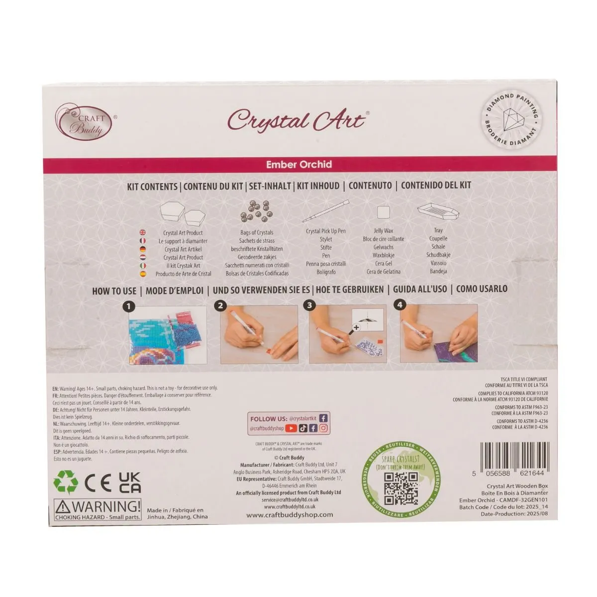 Craft Buddy Crystal Art Ember Orchid houten doos diamond painting 2 stuks