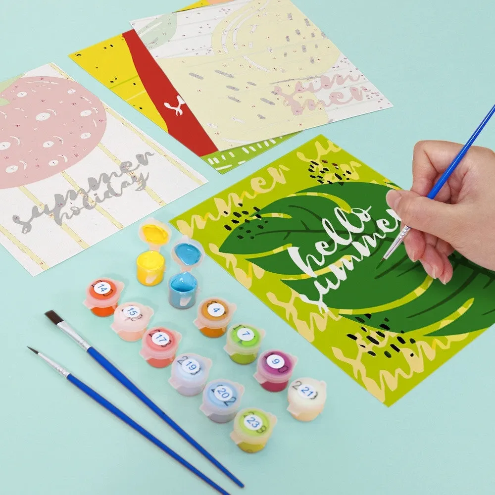 Figured'Art Zomerse Fruitillustraties mini schilderen op nummer 15x20cm 6 stuks