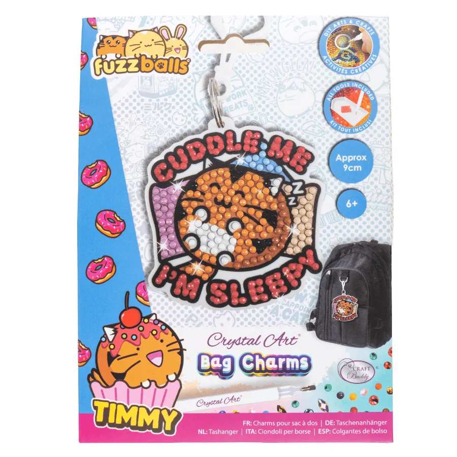 Craft Buddy Crystal Art Fuzzballs hanger Cuddle Me Sleepy 9 cm