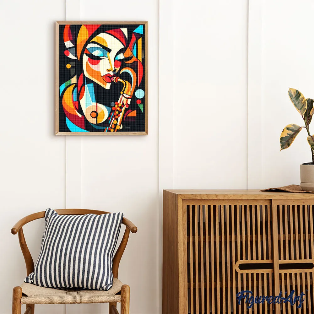 Figured'Art Gedurfd Abstract Sax Dame Diamond Painting Vierkant