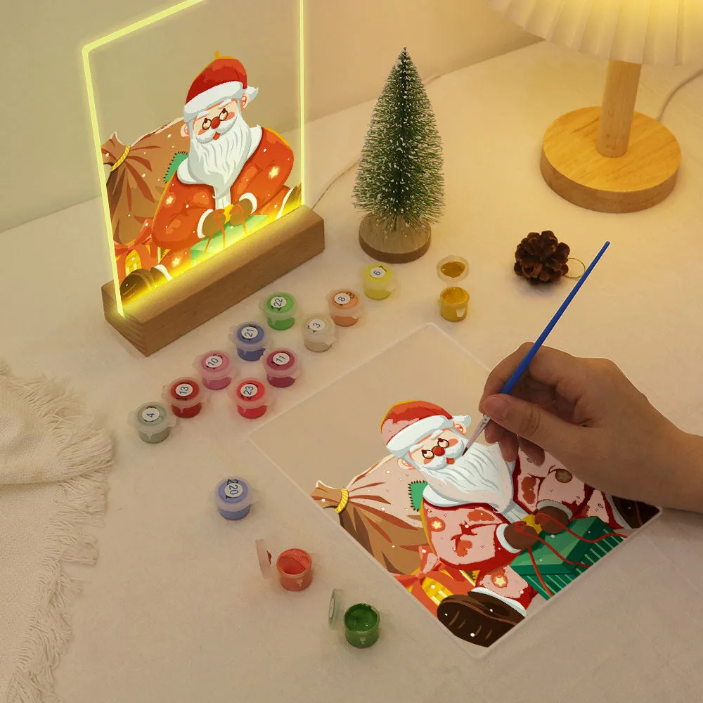 Figured'Art Kerstman 09 schilderen op nummer 15x20cm met LED standaard