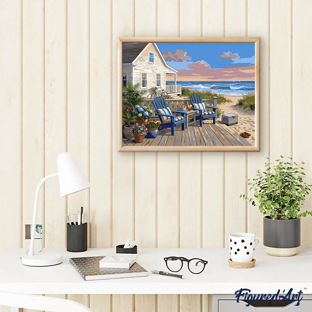 Figured'Art Kustveranda-uitje schilderen op nummer 40x50 cm