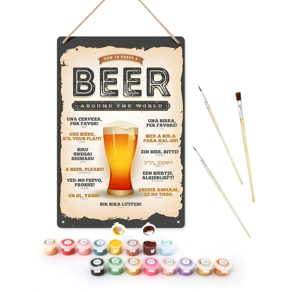 Figured'Art Bier Wereld metalen poster schilderen op nummer 30x20