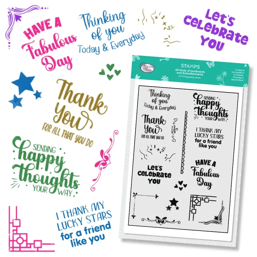 Craft Buddy All Kinds of Sentiments and Embellishments stempelset A5