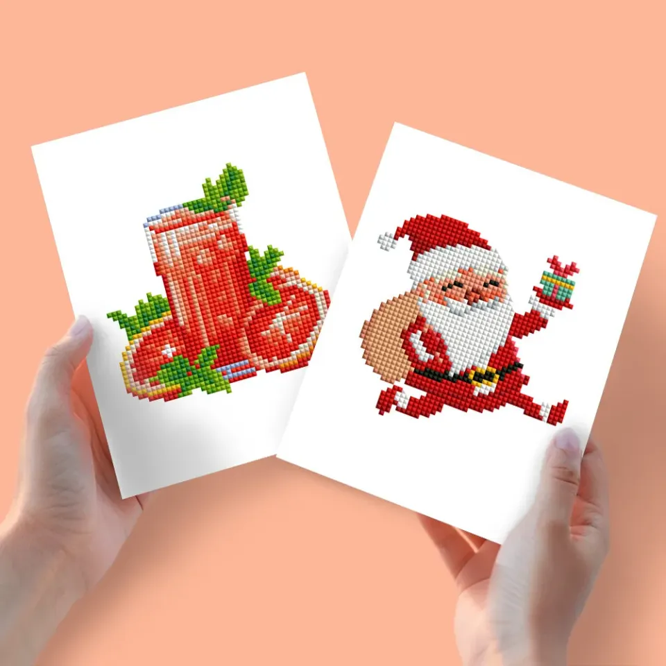 Figured'Art Mini Tomatensap en Kerstman diamond painting 2x 15x20cm full drill