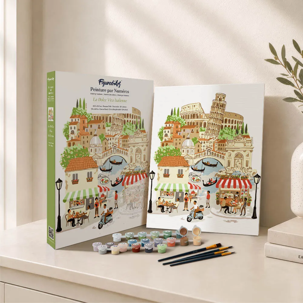 Figured'Art Dolce Vita Italië schilderen op nummer cadeauset 24,5x32,5cm