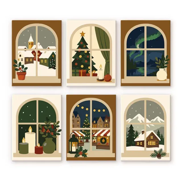 Figured'Art Mini Kerstvensters schilderen op nummer 6x 15x20 eenvoudig