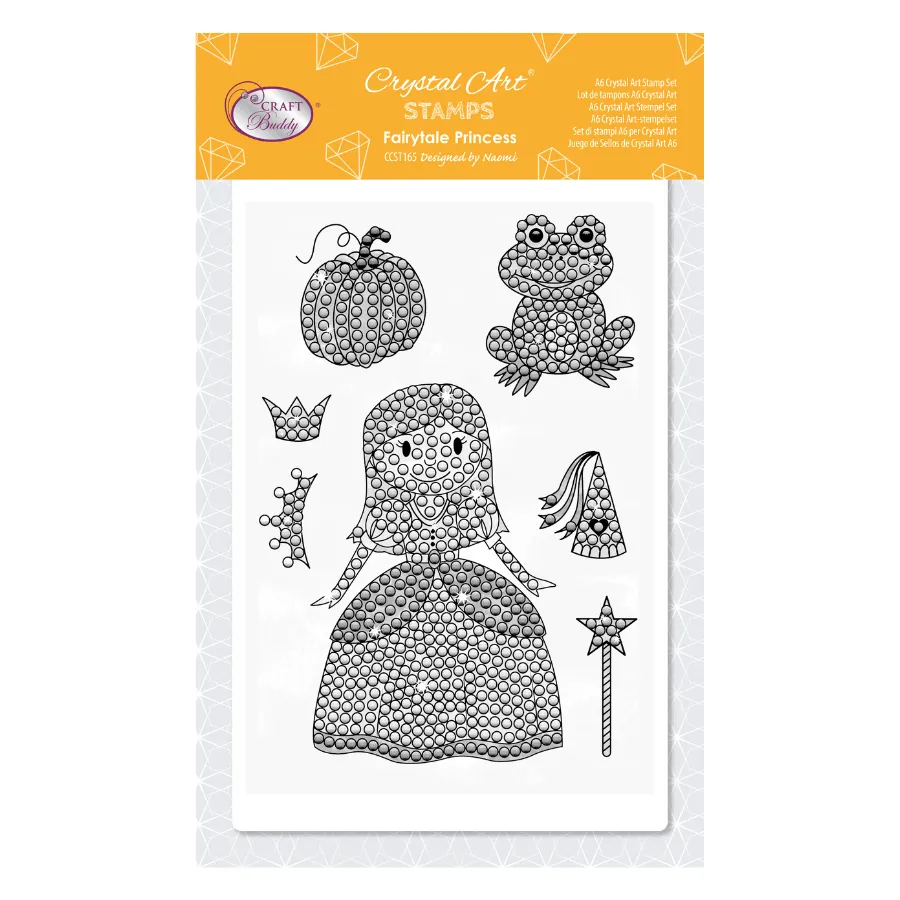Craft Buddy Princess Crystal Art stempelset A6 prinses 7 stuks