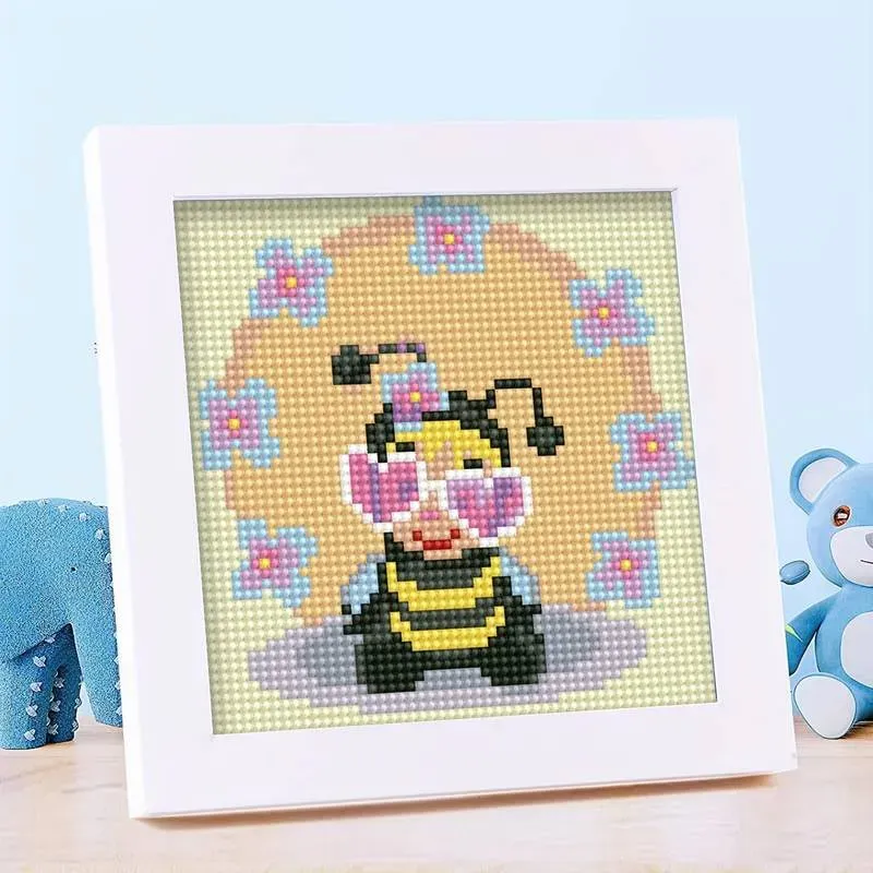 Figured'Art Diamond painting kinderen fotolijst rond 15x15 cm