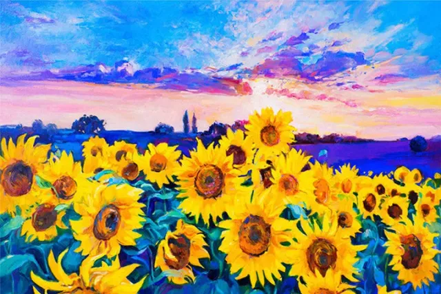 ARTDOT Zonnebloemen in schemering diamond painting 35x25