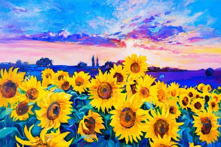 ARTDOT Zonnebloemen in schemering diamond painting 35x25