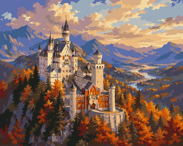 Figured'Art Neuschwanstein schilderen op nummer 40x50cm herfst