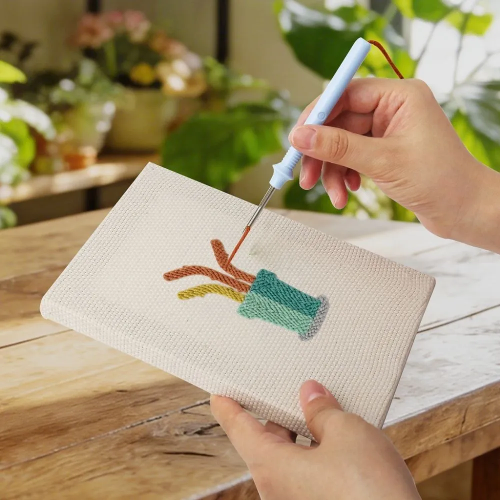 Figured'Art Blije Planten 1 punch needle set 4 stuks met frames