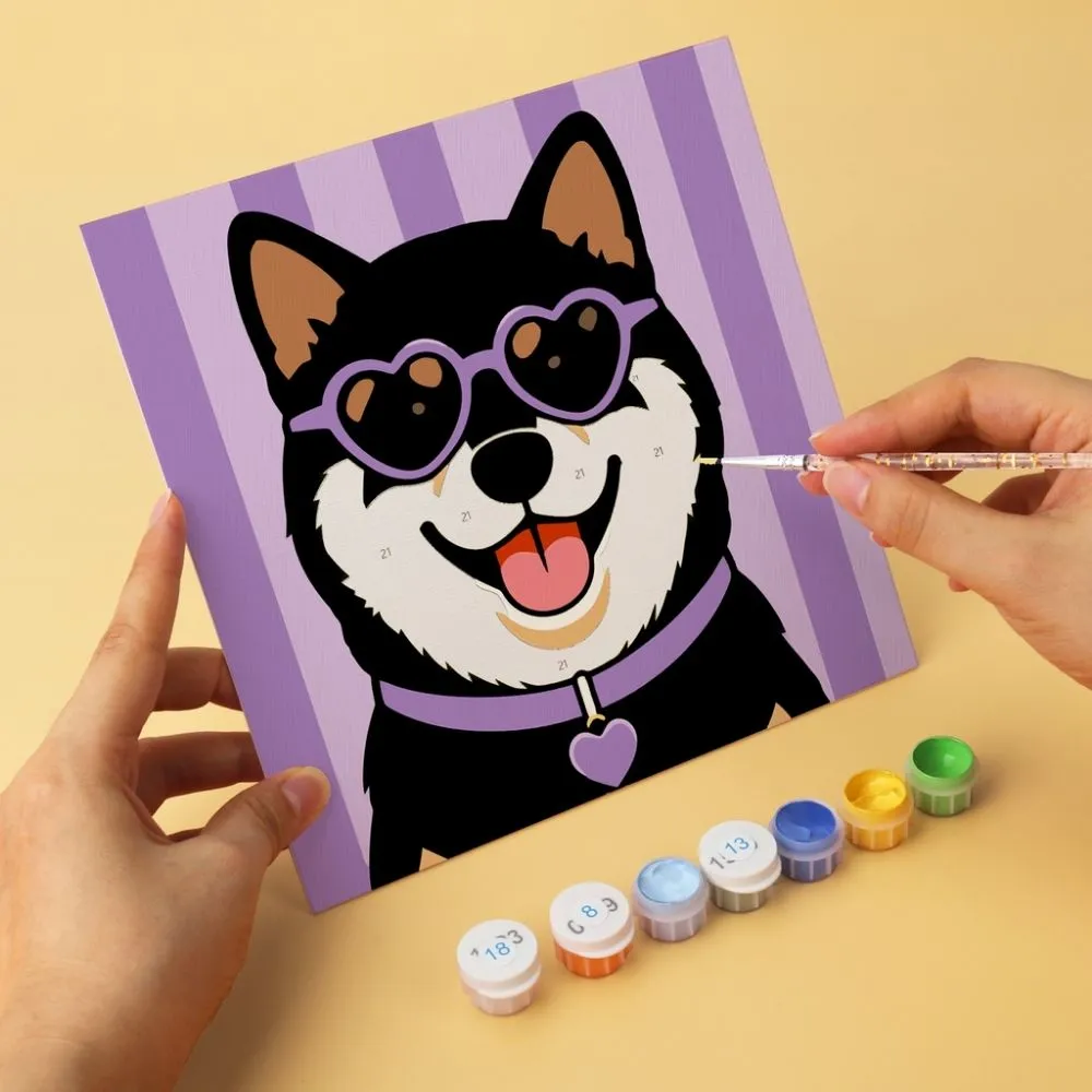 Figured'Art Puppygalerij schilderen op nummer 20x20cm 6 stuks
