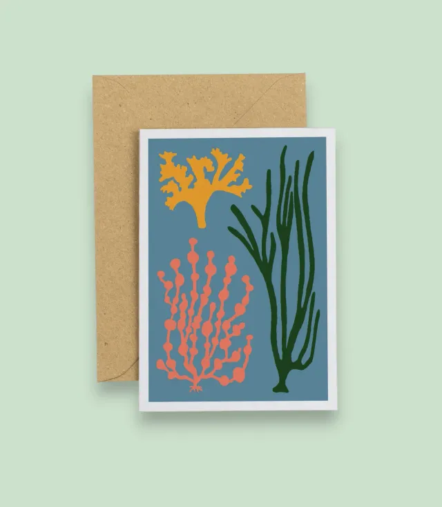 Studio Wald Seaweed wenskaart blauw A6