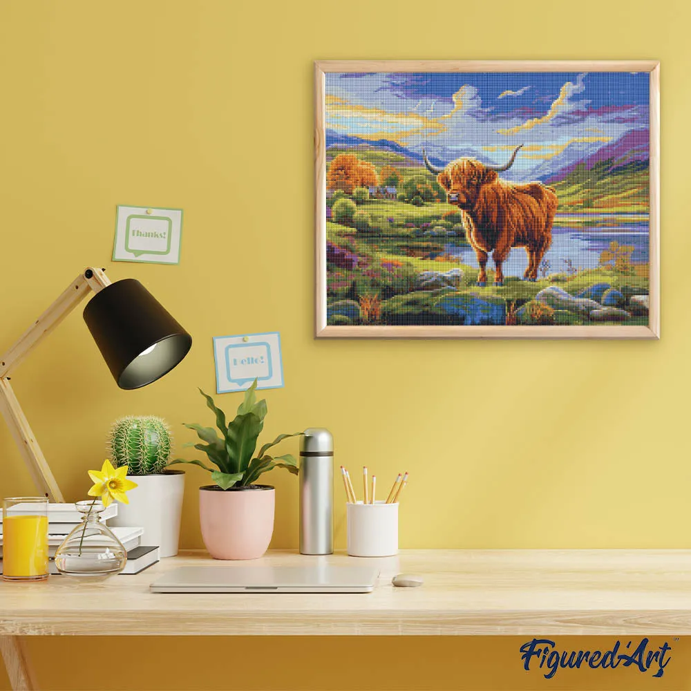 Figured'Art Schotse Hooglander diamond painting 40x50 cm