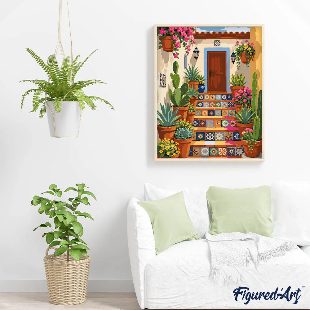 Figured'Art Kleurrijke tegeltrap schilderen op nummer 40x50cm